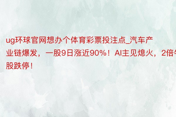 ug环球官网想办个体育彩票投注点_汽车产业链爆发，一股9日涨近90%！AI主见熄火，2倍牛股跌停！