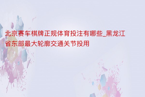 北京赛车棋牌正规体育投注有哪些_黑龙江省东部最大轮廓交通关节投用