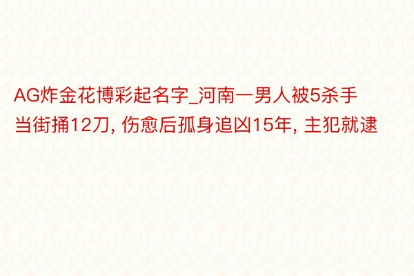 AG炸金花博彩起名字_河南一男人被5杀手当街捅12刀, 伤愈后孤身追凶15年, 主犯就逮